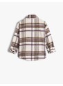 Koton 4wkg60018aw Girls' Shirt Beige Plaid