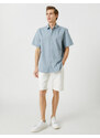 Koton Summer Shirt with Short Sleeves, Classic Collar Cotton