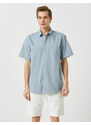 Koton Summer Shirt with Short Sleeves, Classic Collar Cotton