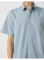 Koton Summer Shirt with Short Sleeves, Classic Collar Cotton