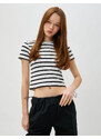 Koton Crop T-Shirt Crew Neck Short Sleeve Viscose Blend.