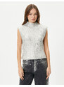 Koton Shiny Leaf Knitwear Sweater Crop High Neck Sleeveless Knit Patterned