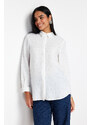 Trendyol White Stoned Elegant Woven Shirt