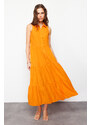 Trendyol Orange Waist Opening Woven Maxi Shirt Dress