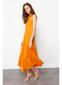 Trendyol Orange Waist Opening Woven Maxi Shirt Dress