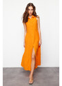 Trendyol Orange Waist Opening Woven Maxi Shirt Dress