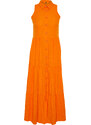 Trendyol Orange Waist Opening Woven Maxi Shirt Dress