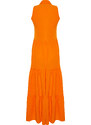 Trendyol Orange Waist Opening Woven Maxi Shirt Dress