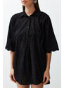 Trendyol Black Woven Embroidered 100% Cotton Shirt