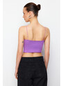 Trendyol Anthracite-Purple 2-Pack Cotton Spaghetti Strappy Crop Stretchy Knitted Undershirt