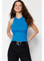 Trendyol Blue Halter Neck Basic Knitwear Blouse