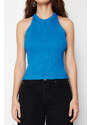 Trendyol Blue Halter Neck Basic Knitwear Blouse