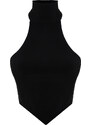 Trendyol Black High Neck Crop Open Shoulder Knitted Blouse