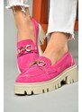 Fox Shoes Fuchsia Suede Thick Soled Women's Shoes