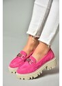 Fox Shoes Fuchsia Suede Thick Soled Women's Shoes