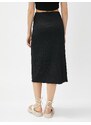 Koton Midi Skirt with Draping and Slits Lined, Textured