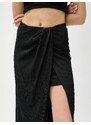 Koton Midi Skirt with Draping and Slits Lined, Textured