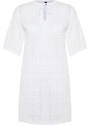 Trendyol Bridal White Mini Knitted Tie-Up Knitwear Look Beach Dress