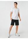 Koton Sports Shorts Slogan Printed, Pockets, Laced Waist, Breathable Fabric.