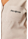 Trendyol Curve Beige Embroidered and Ribbed Knitted Pajamas Set