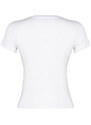 Trendyol White Printed Crew Neck Slim Fit Extra Flexible Knitted T-Shirt