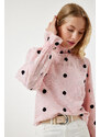 Happiness İstanbul Women's Candy Pink Marked Polka Dot Woven Blouse