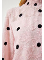 Happiness İstanbul Women's Candy Pink Marked Polka Dot Woven Blouse