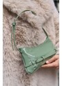 Madamra Mint Patent Leather Women's Patent Leather Baguette Bag