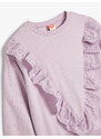 Koton Sweatshirt Long Sleeve Crew Neck Ruffle Detail Cotton Raised