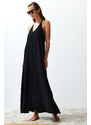 Trendyol Black Maxi Woven Decollete Backless Beach Dress