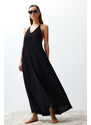 Trendyol Black Maxi Woven Decollete Backless Beach Dress