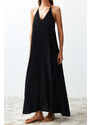 Trendyol Black Maxi Woven Decollete Backless Beach Dress