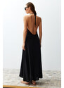 Trendyol Black Maxi Woven Decollete Backless Beach Dress