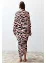 Trendyol Animal Print Wide Fit Maxi Woven Draped Beach Dress