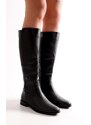 Shoeberry Women's Deny Black Skin Boots Black Skin