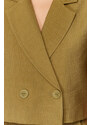 Trendyol Khaki Woven Short Sleeve Linen Look Blazer Jacket