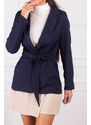 armonika Women's Navy Blue Slit Sleeve Tie Front Jacket