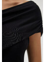 Happiness İstanbul Women's Black One-Shoulder Gathered Knitted Blouse