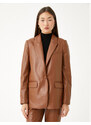 Koton Faux Leather Blazer Jacket with Pocket Detail.