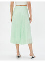 Koton Midi Skirt with Pleated Chiffon Elastic Waist.