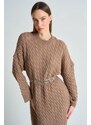 Laluvia Mink Hair Knit Thick Knitwear Dress