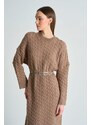 Laluvia Mink Hair Knit Thick Knitwear Dress