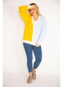 Şans Women's Plus Size Blue Knitwear Cardigan with Buttons and Button