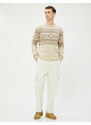 Koton Acrylic Blended Sweater Ethnic Patterned Crew Neck