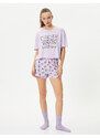 Koton Shorts Pajama Set Short Sleeve Crew Neck Printed