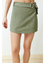 Trendyol Khaki Belt Woven Short Skirt