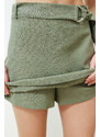 Trendyol Khaki Belt Woven Short Skirt