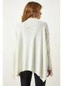 Happiness İstanbul Bone High Neck Slit Knitwear Poncho Sweater