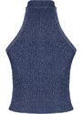 Trendyol Indigo Crop Glittery Yarn Knitwear Blouse