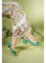 Riccon Women's Heel Sandals Stone 0012918 Green Skin